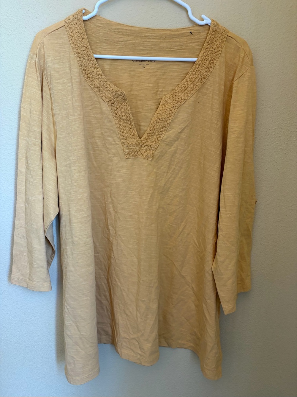 NWOT Coldwater creek ' Crochet-Trim Tunic Top -